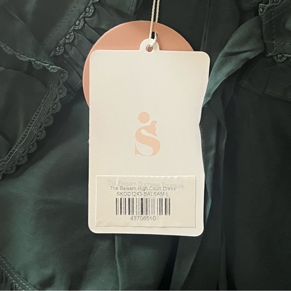 Selkie High Court Green Balsam Dress Large Silk Cotton - Picture 14 of 14